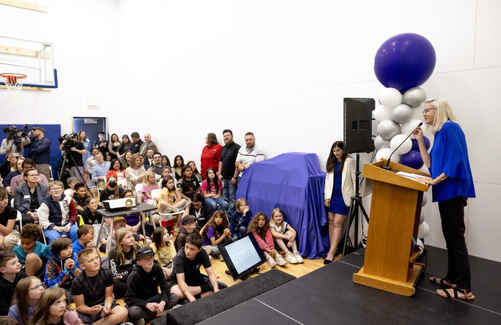 Darlene Dixon, Tooele Club Director speaks during the Lift Zone Technology Center Ribbon Cutting ceremony at the Boys & Girls Club of Greater Salt Lake on Wednesday, May 22, 2024 in Tooele, UT. 